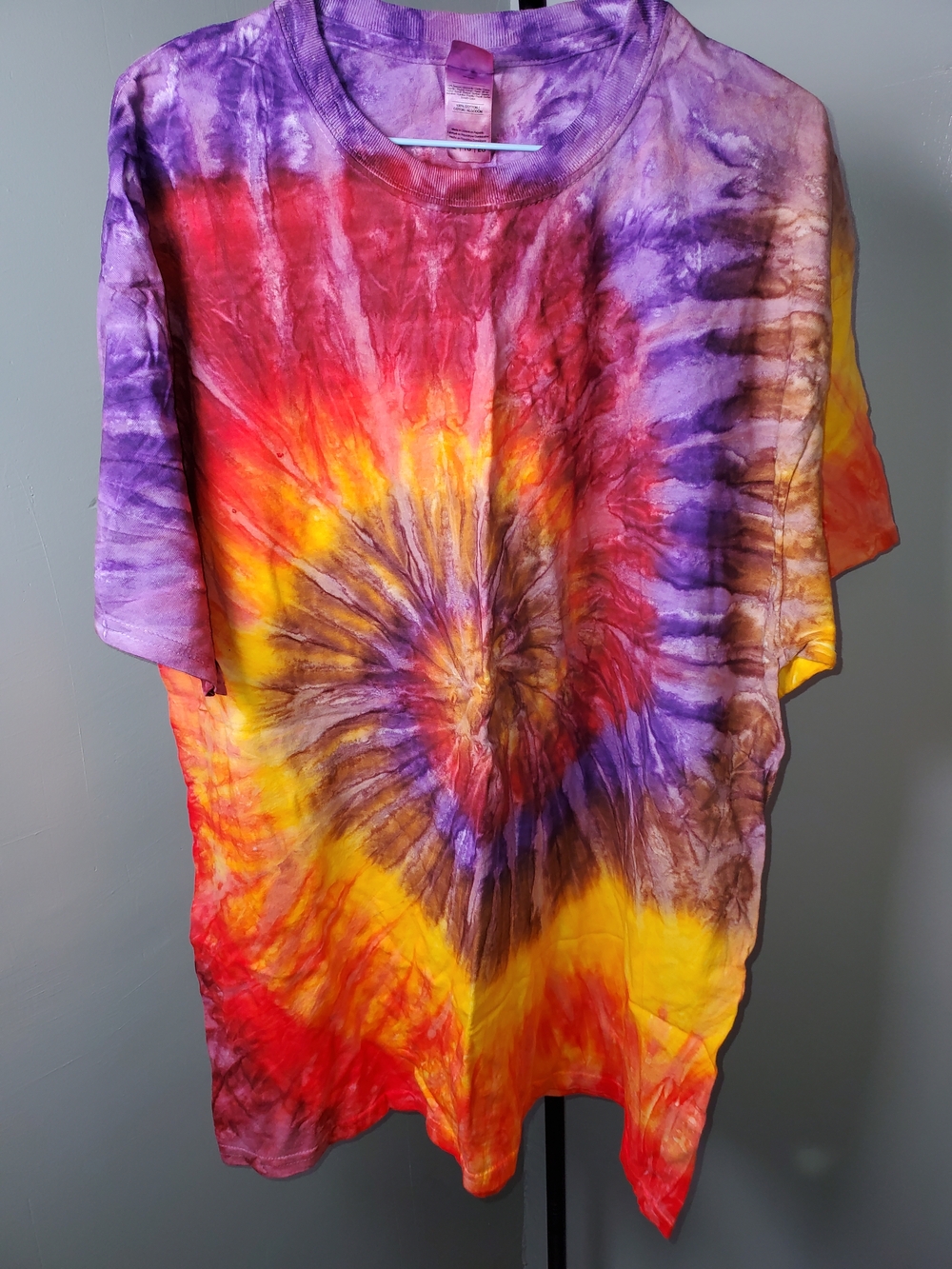 Tie-Dye Short Sleeve Tee in Purple/Red/Yellow - Unbranded